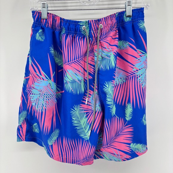 Boardies Apparel Men's Large Palm Print Swim Trunks Shorts Blue Pink Green - Picture 1 of 6